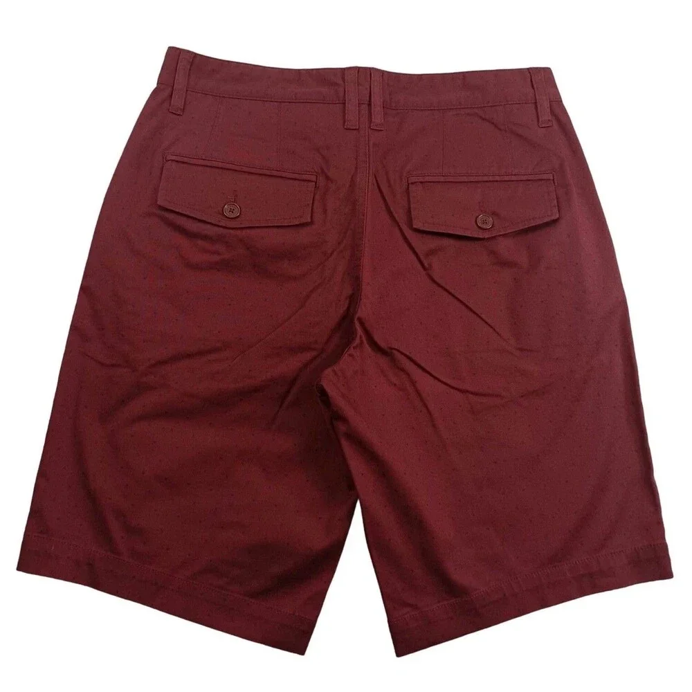 A|X Armani Exchange Men's Burgandy Flat Front Chino Printed Shorts Size 29